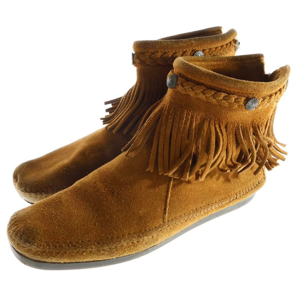 Minnetonka(ミネトンカ) HI TOP BACK ZIP BOOT ハイトップ バックジップアップ スウェードレザー ウェスタンショートブーツ ブラウン