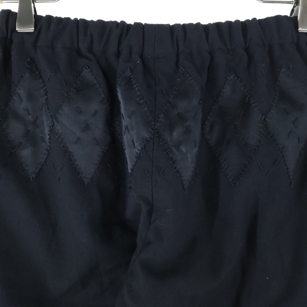 NUMBER (N)INE(ナンバーナイン) 06AW NOIR期 シルクレザーモチーフ ウール イージーパンツ ブラック F06-NP005