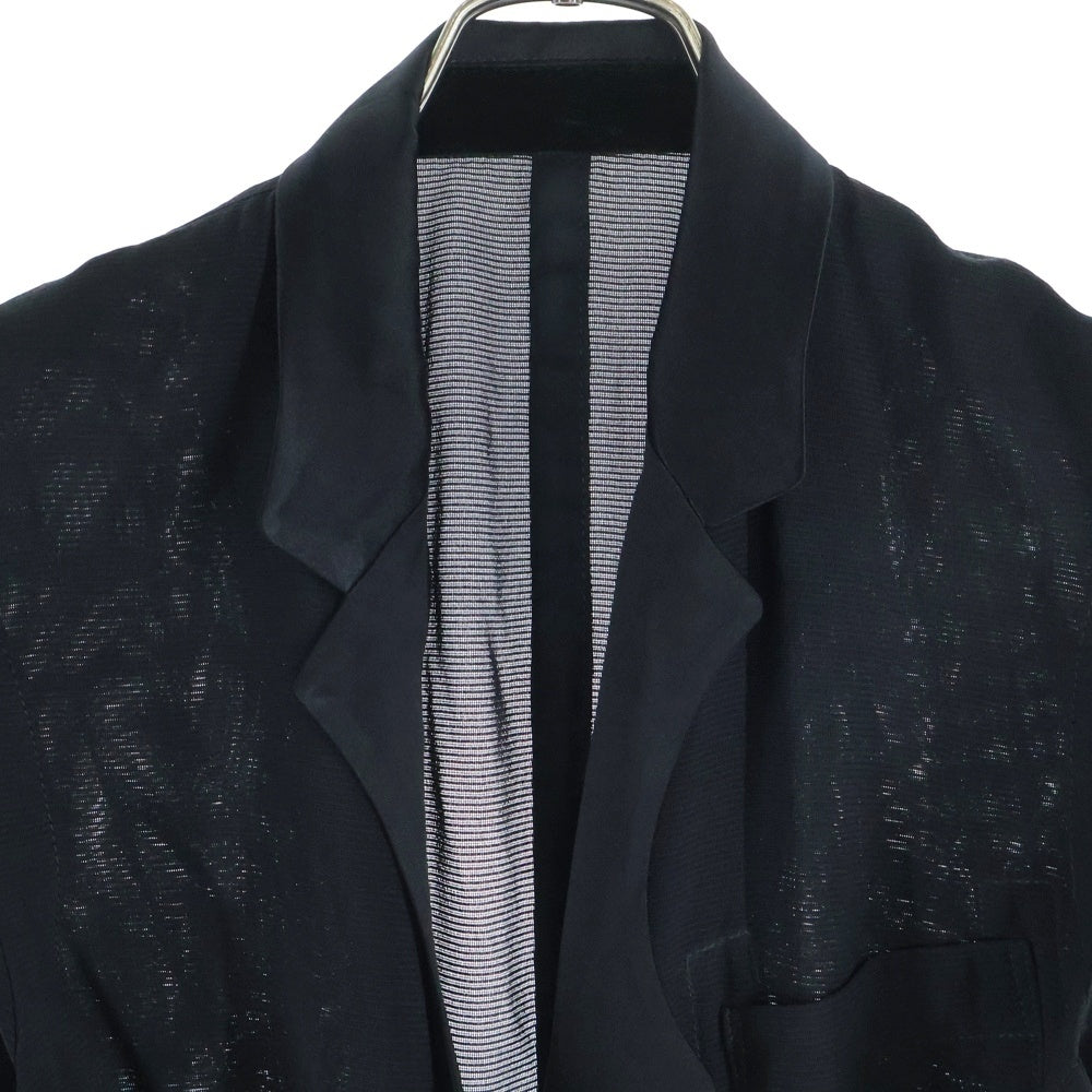 TAKAHIROMIYASHITA The SoloIst.(タカヒロミヤシタザソロイスト) 17SS シアー シルクラペル ノースリーブ ボタンレスジャケット ブラック sj.0026SS17