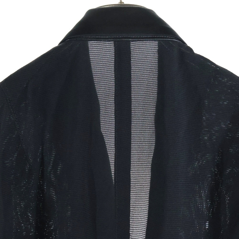 TAKAHIROMIYASHITA The SoloIst.(タカヒロミヤシタザソロイスト) 17SS シアー シルクラペル ノースリーブ ボタンレスジャケット ブラック sj.0026SS17
