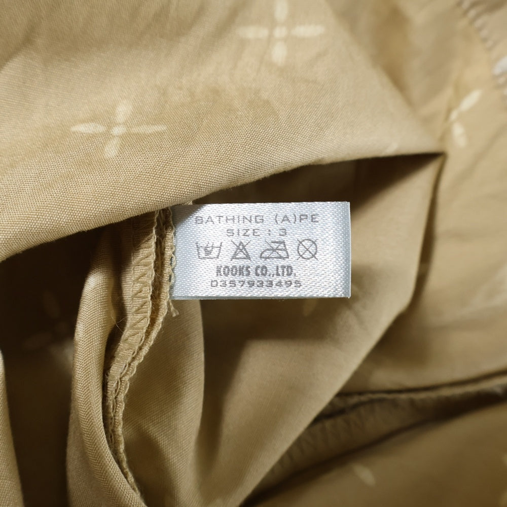 A BATHING APE(アベイシングエイプ) ×NUMBER (N)INE ナンバーナイン REDISUN期 クロス柄 コットン 長袖シャツ ブラウン