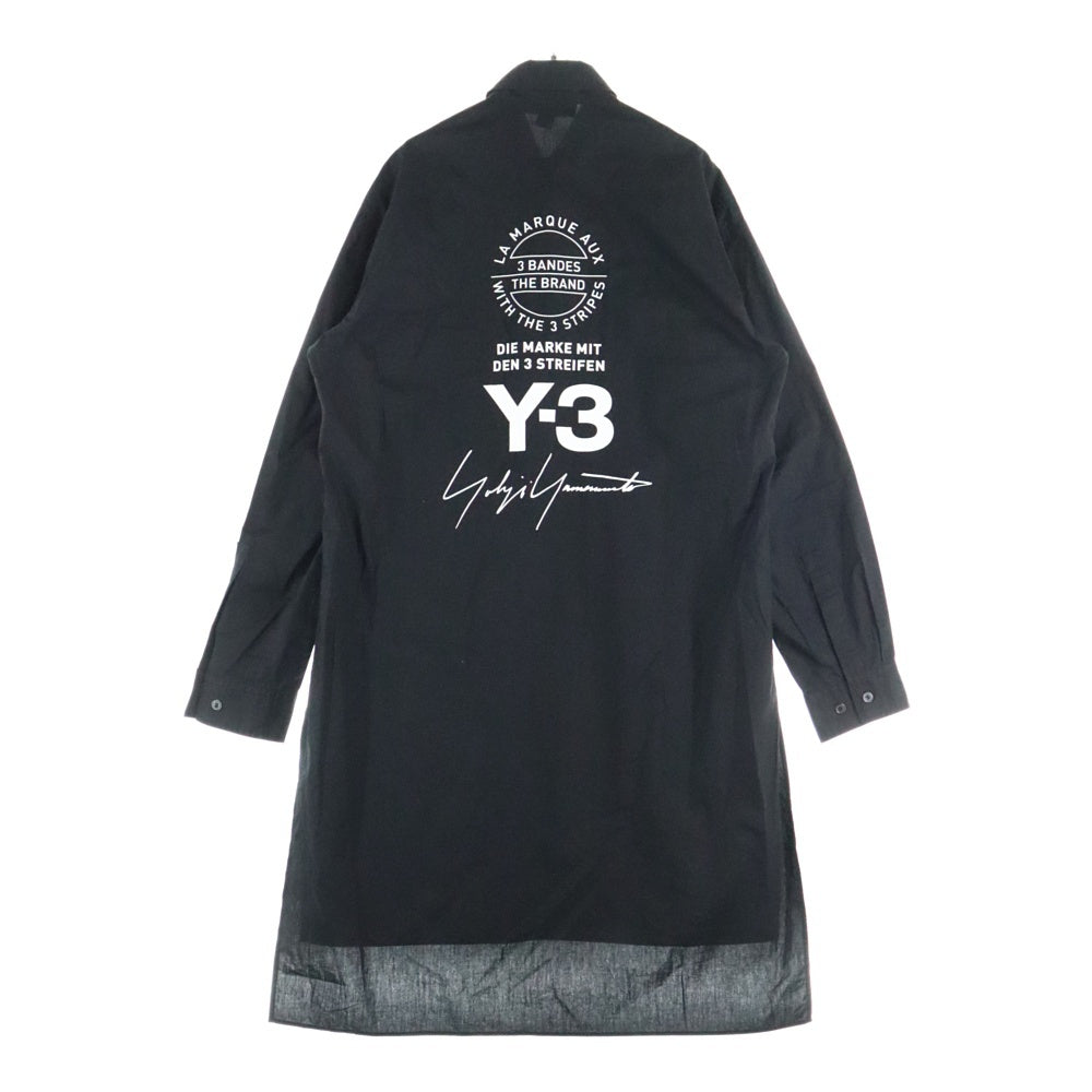 Y-3(ワイスリー) 18SS バッグロゴプリント 長袖 ロング シャツ ブラック CY6859