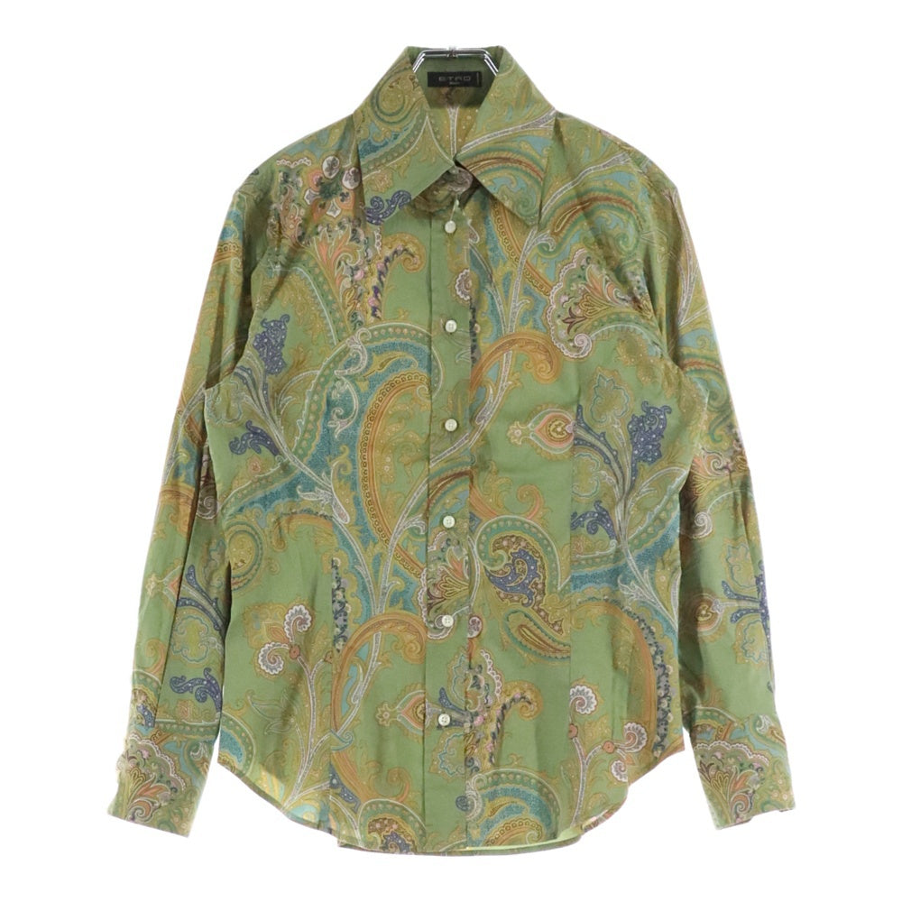 ETRO(エトロ) イタリア製 ペイズリー柄 ストレッチコットン 長袖シャツ グリーン/イエロー レディース 54-17636-5236