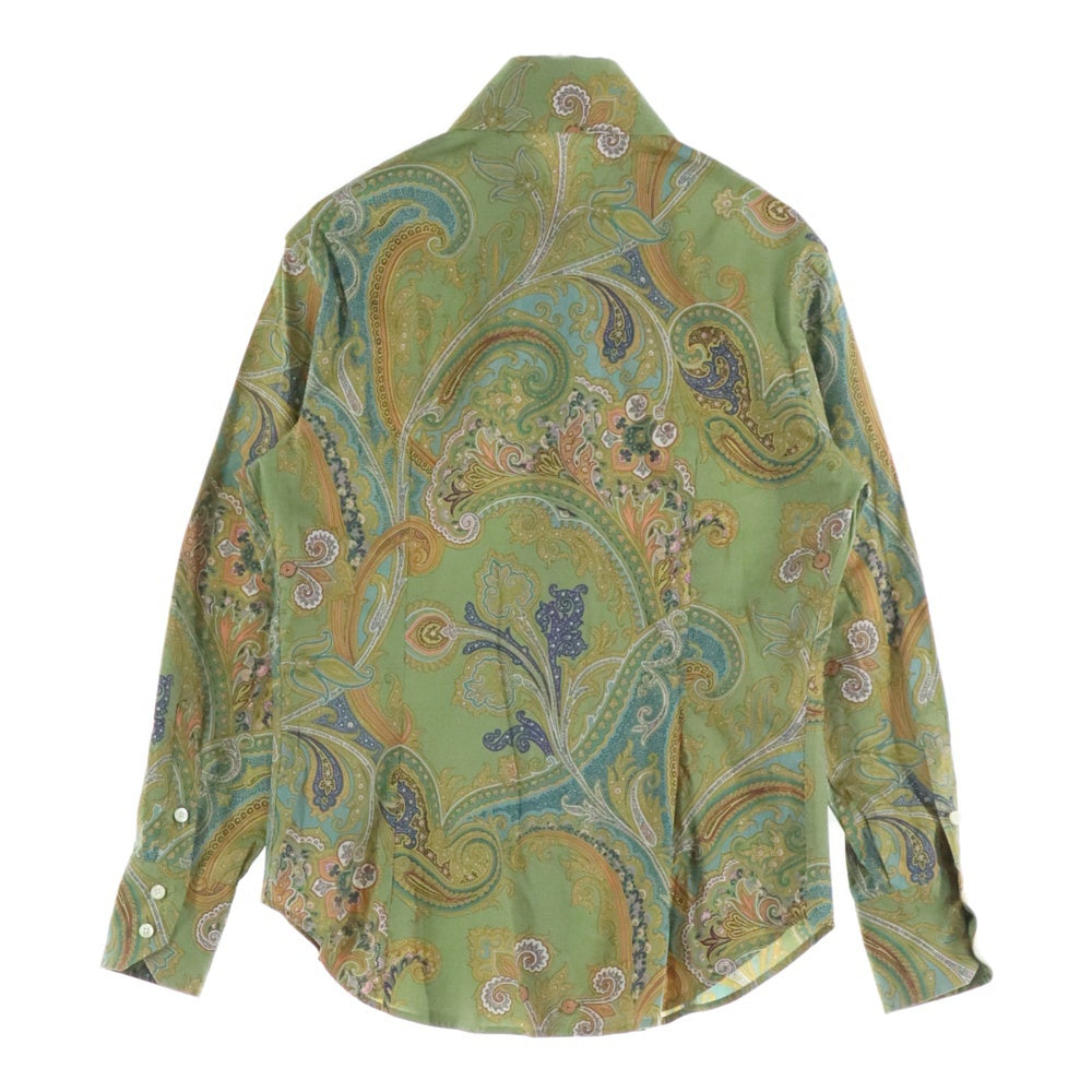 ETRO(エトロ) イタリア製 ペイズリー柄 ストレッチコットン 長袖シャツ グリーン/イエロー レディース 54-17636-5236
