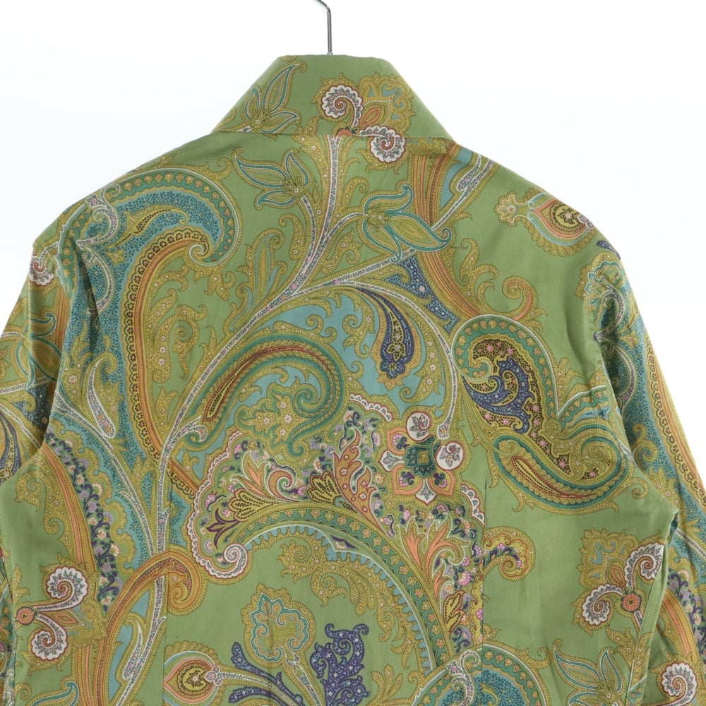 ETRO(エトロ) イタリア製 ペイズリー柄 ストレッチコットン 長袖シャツ グリーン/イエロー レディース 54-17636-5236
