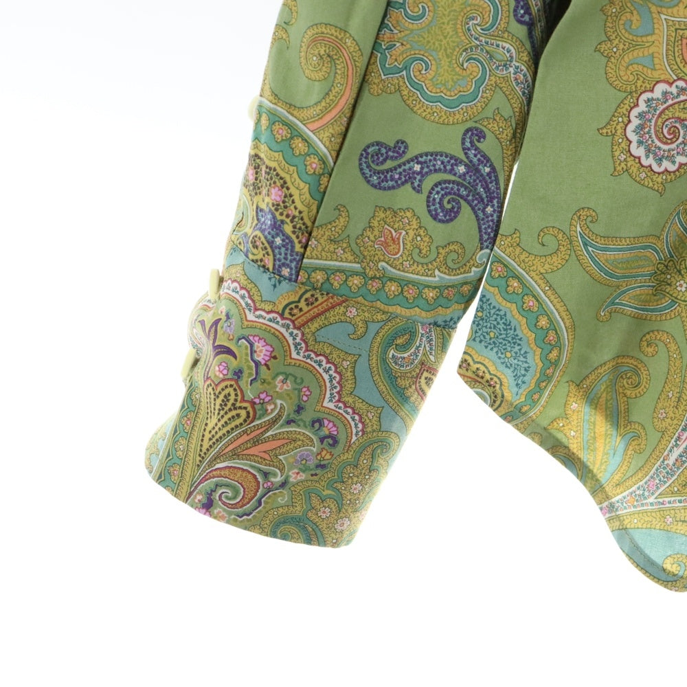 ETRO(エトロ) イタリア製 ペイズリー柄 ストレッチコットン 長袖シャツ グリーン/イエロー レディース 54-17636-5236