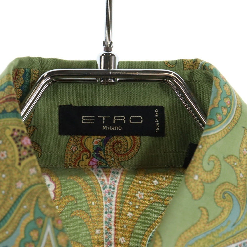 ETRO(エトロ) イタリア製 ペイズリー柄 ストレッチコットン 長袖シャツ グリーン/イエロー レディース 54-17636-5236