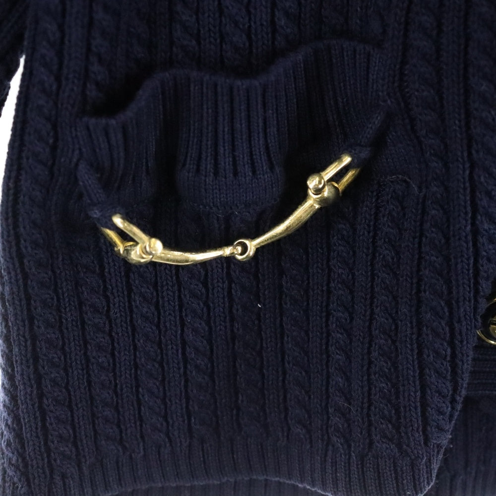 CELINE(セリーヌ) イタリア製 金ボタン コットンニット カーディガン ネイビー レディース