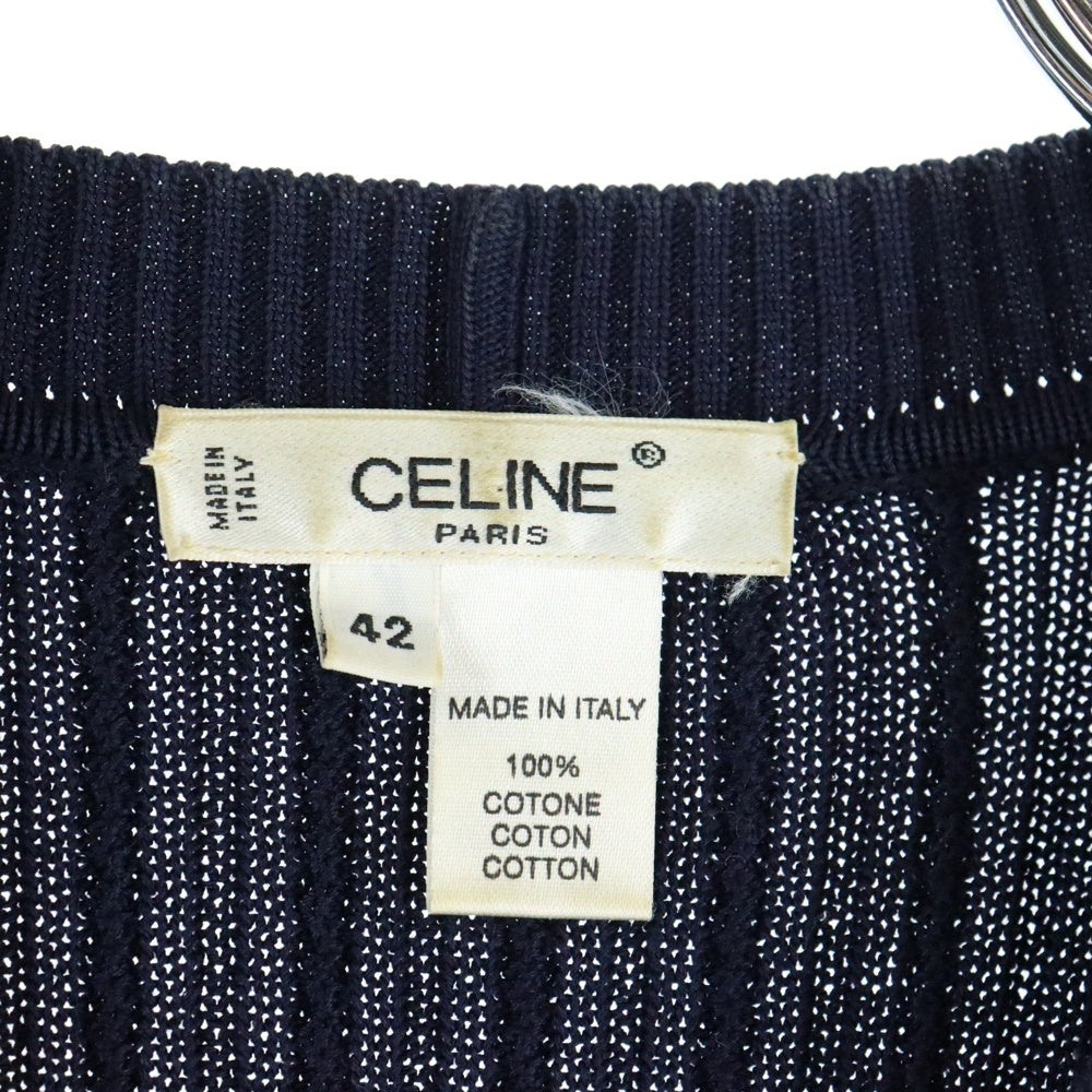 CELINE(セリーヌ) イタリア製 金ボタン コットンニット カーディガン ネイビー レディース