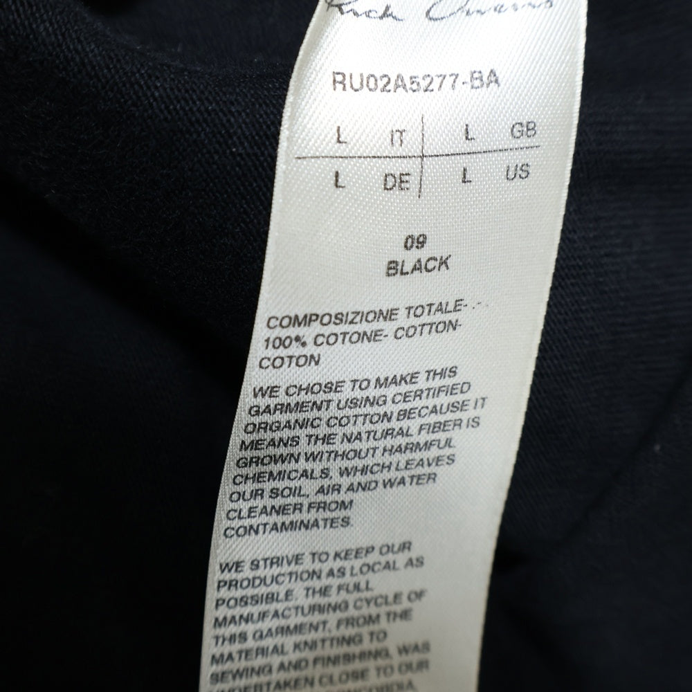 Rick Owens(リックオウエンス) 21AW BA SHORT CREWNECK T-SHIRT ロングスリーブ クルーネック コットン 長袖Tシャツ カットソー ブラック RU02A5277-BA