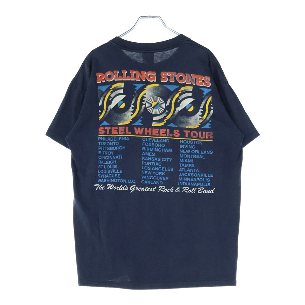 VINTAGE(ヴィンテージ) 80S ROLLING STONES STEEL WHEELS TOUR TEE ローリング ストーンズ スティール ホイールズ ツアー プリント クルーネック 半袖Tシャツ カットソー ブラック