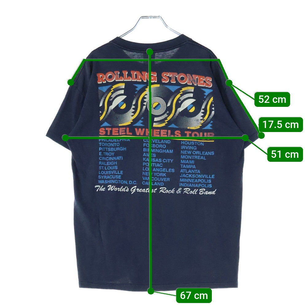 VINTAGE(ヴィンテージ) 80S ROLLING STONES STEEL WHEELS TOUR TEE ローリング ストーンズ スティール ホイールズ ツアー プリント クルーネック 半袖Tシャツ カットソー ブラック