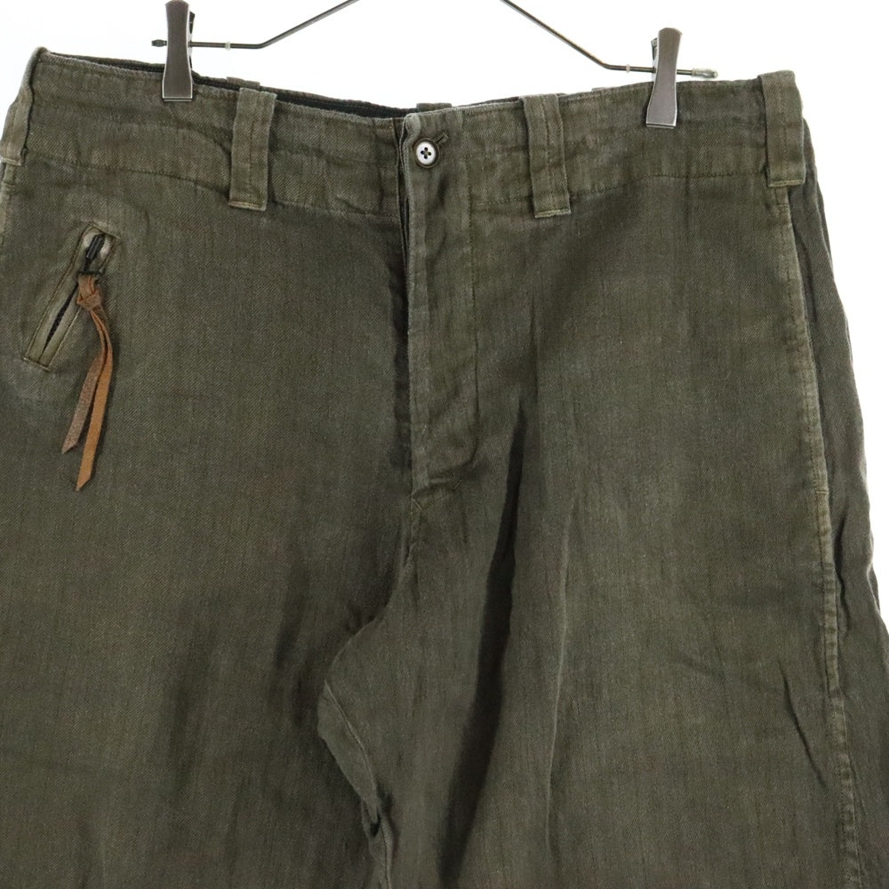 Y's(ワイズ) 06SS ARCHIVE アーカイブ リネン混 ボタンフライ ハーフパンツ カーキ MR-P10-315