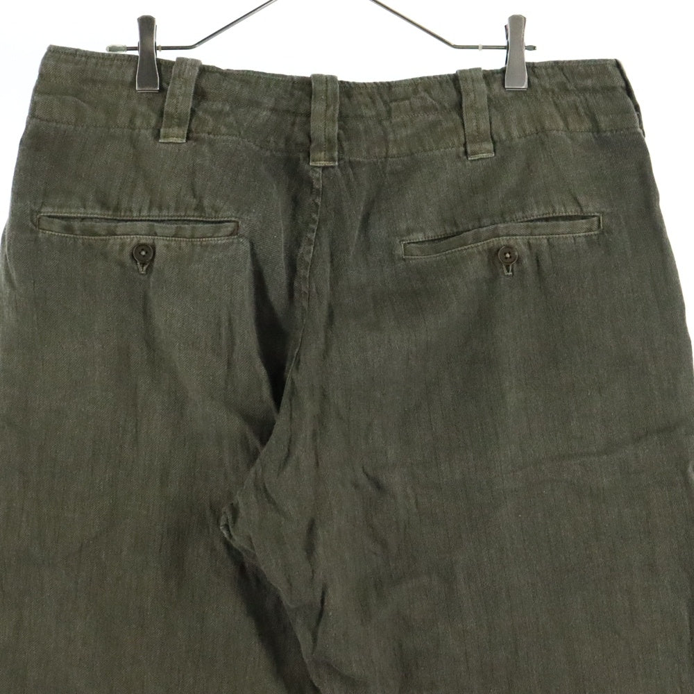 Y's(ワイズ) 06SS ARCHIVE アーカイブ リネン混 ボタンフライ ハーフパンツ カーキ MR-P10-315