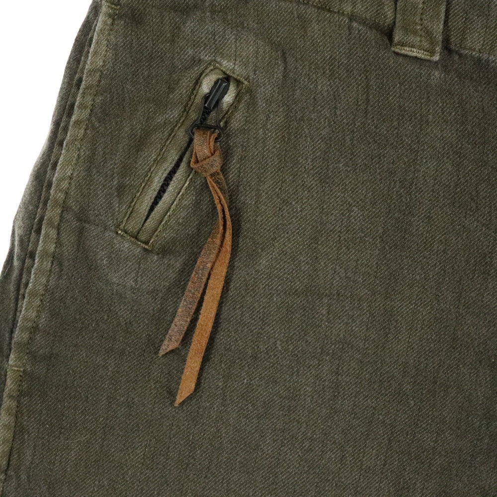 Y's(ワイズ) 06SS ARCHIVE アーカイブ リネン混 ボタンフライ ハーフパンツ カーキ MR-P10-315