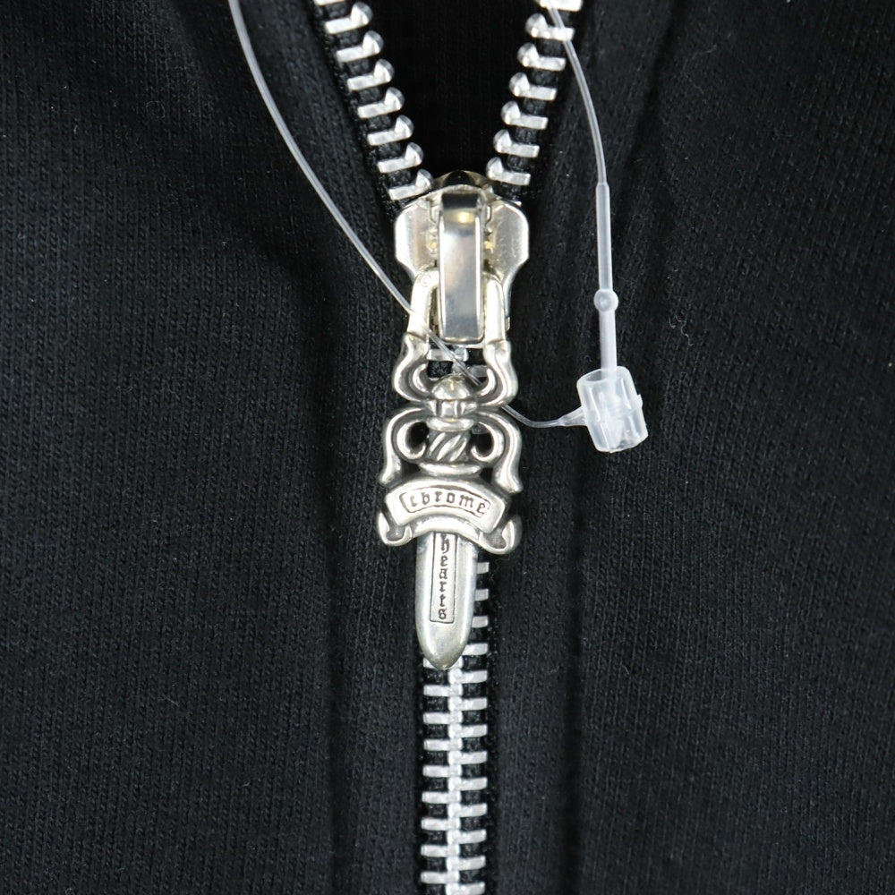 CHROME HEARTS(クロムハーツ) VRCT THERMAL FULL ZIP HOODIE 裏地サーマル アームロゴプリント ダガージップ スウェット ジップアップパーカー ブラック/ブルー