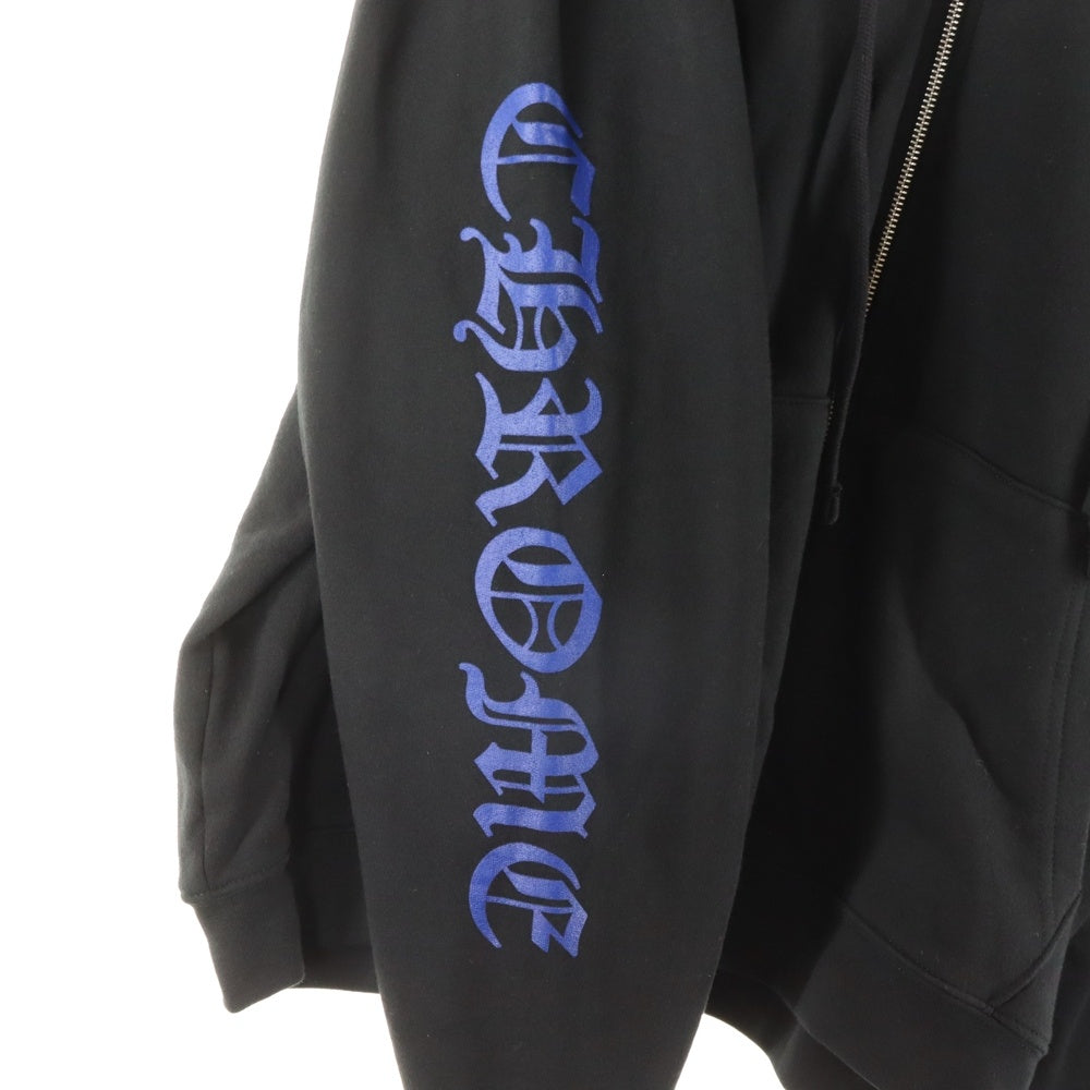 CHROME HEARTS(クロムハーツ) VRCT THERMAL FULL ZIP HOODIE 裏地サーマル アームロゴプリント ダガージップ スウェット ジップアップパーカー ブラック/ブルー