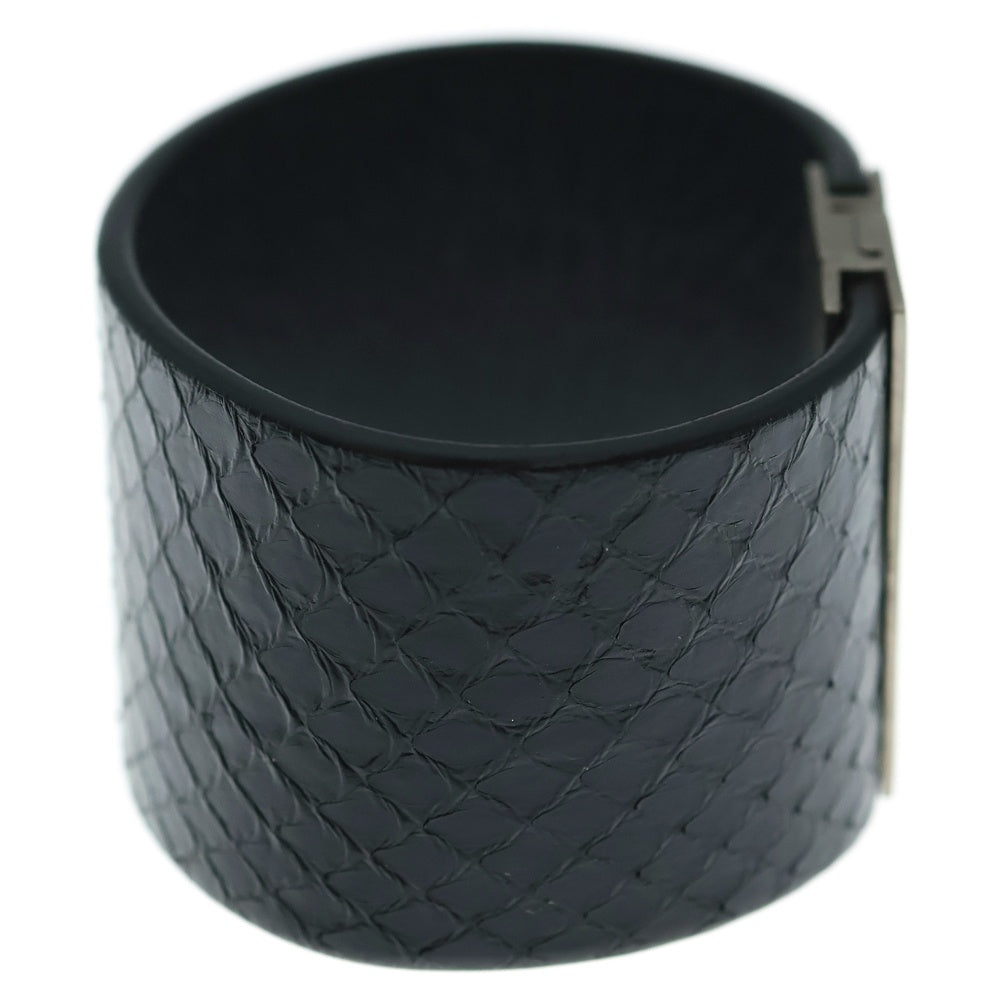 SAINT LAURENT PARIS(サンローランパリ) ID ロゴ プレート マグネット レザー カフ ブレスレット ブラック 542012 0IH0E レディース