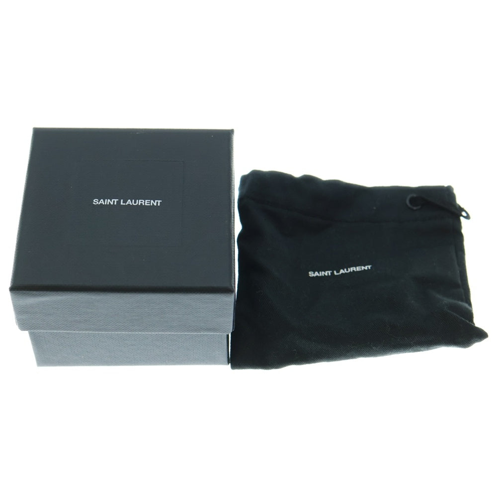 SAINT LAURENT PARIS(サンローランパリ) ID ロゴ プレート マグネット レザー カフ ブレスレット ブラック 542012 0IH0E レディース