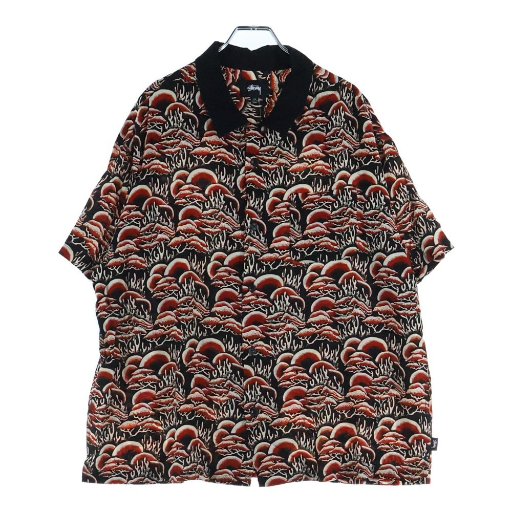STUSSY(ステューシー) CORAL PATTERN SHIRT コーラル パターン 総柄 オープンカラー 半袖シャツ レッド