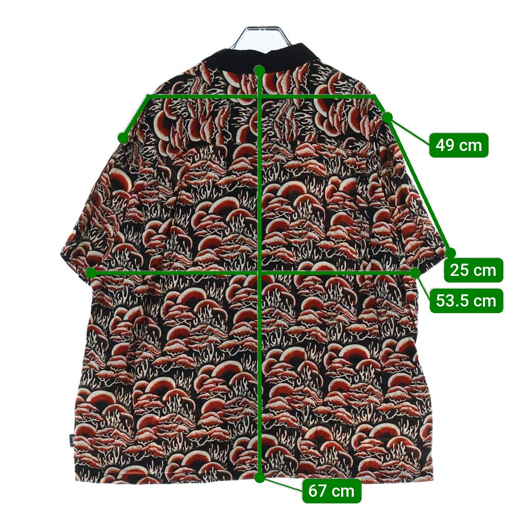 STUSSY(ステューシー) CORAL PATTERN SHIRT コーラル パターン 総柄 オープンカラー 半袖シャツ レッド