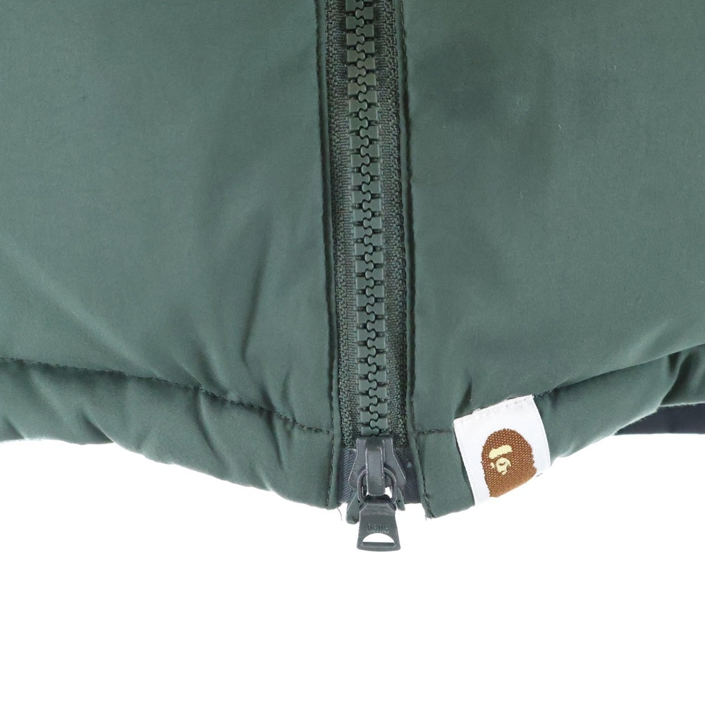 A BATHING APE(アベイシングエイプ) ONE POINT LOOSE FIT DOWN JACKET ワン ポイント ルーズフィット ジップアップ ダウンジャケット グリーン 001HJH801014M