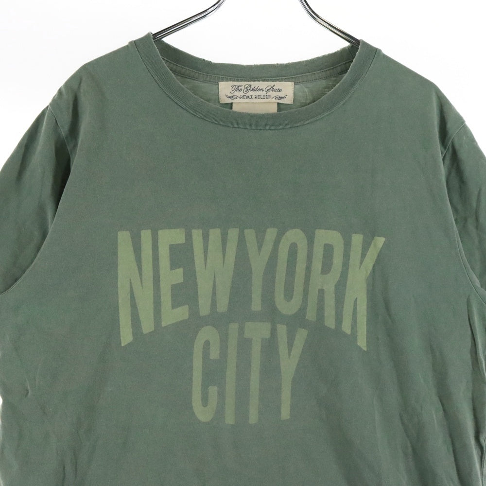 REMI RELIEF(レミ レリーフ) NEWYORKCITY ニューヨークシティー フロントロゴ クルーネック カットソー 半袖Tシャツ グリーン