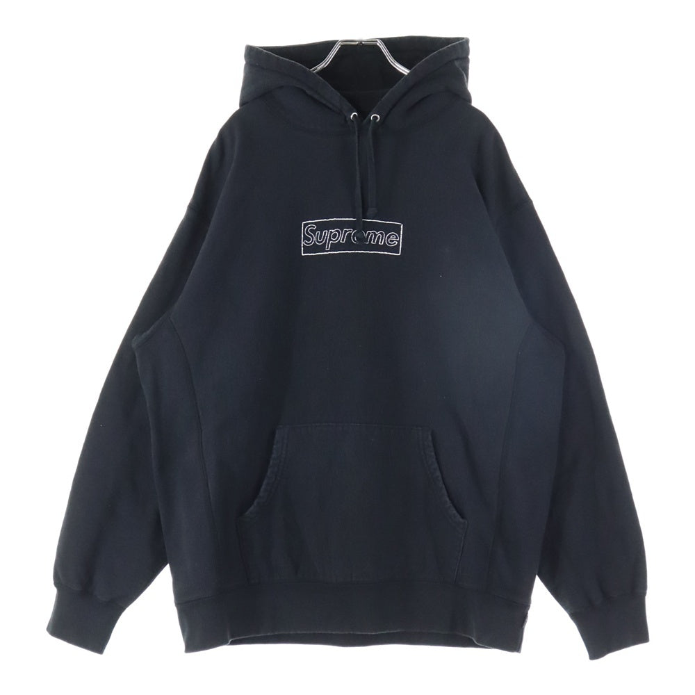 SUPREME(シュプリーム) 21SS ×KAWS Chalk Logo Hooded Sweatshirt カウズ チョークボックロゴ プルオーバー スウェット パーカー ブラック