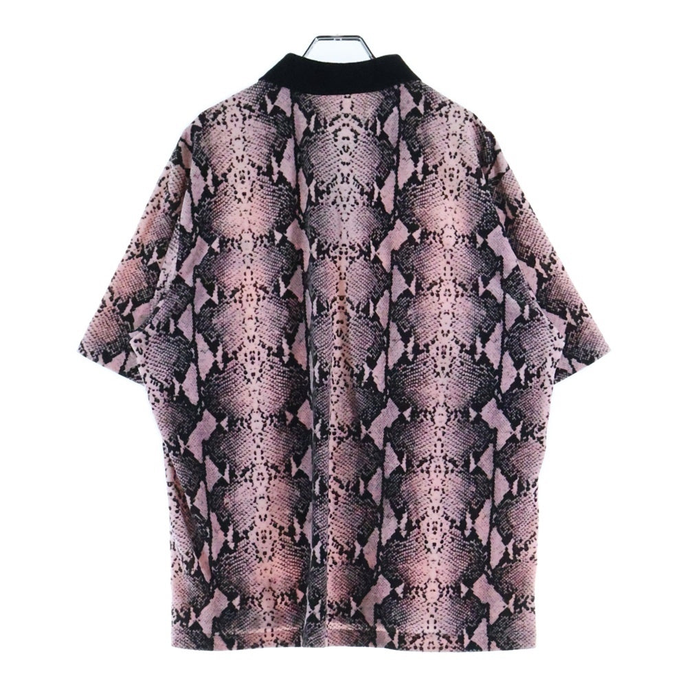 WACKO MARIA(ワコマリア) 22SS VELOUR POLO SHIRT S/S パイソン ベロア 半袖ポロシャツ ピンク 22SS-WMC-PS01