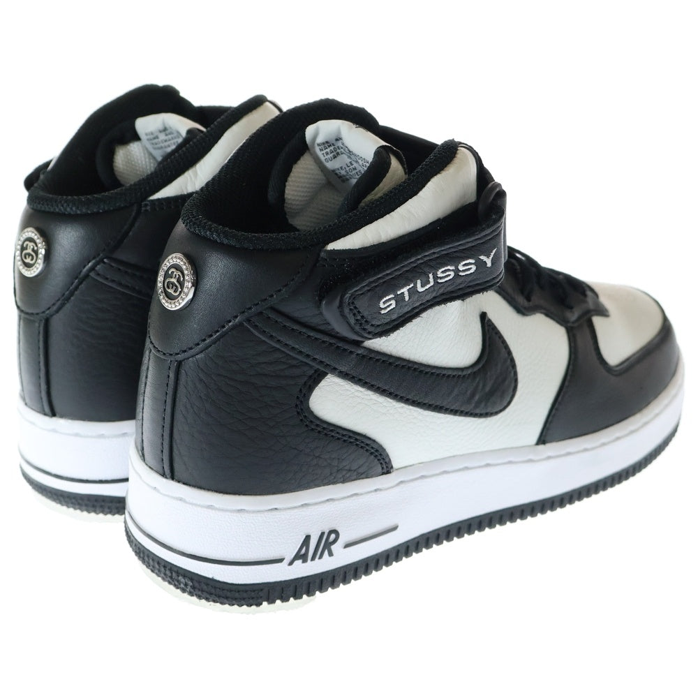 NIKE(ナイキ) ×STUSSY AIR FORCE 1 MID ステューシー エアフォース1 ミッドカットスニーカー ホワイト/ブラック US9.5/27.5cm DJ7840-002