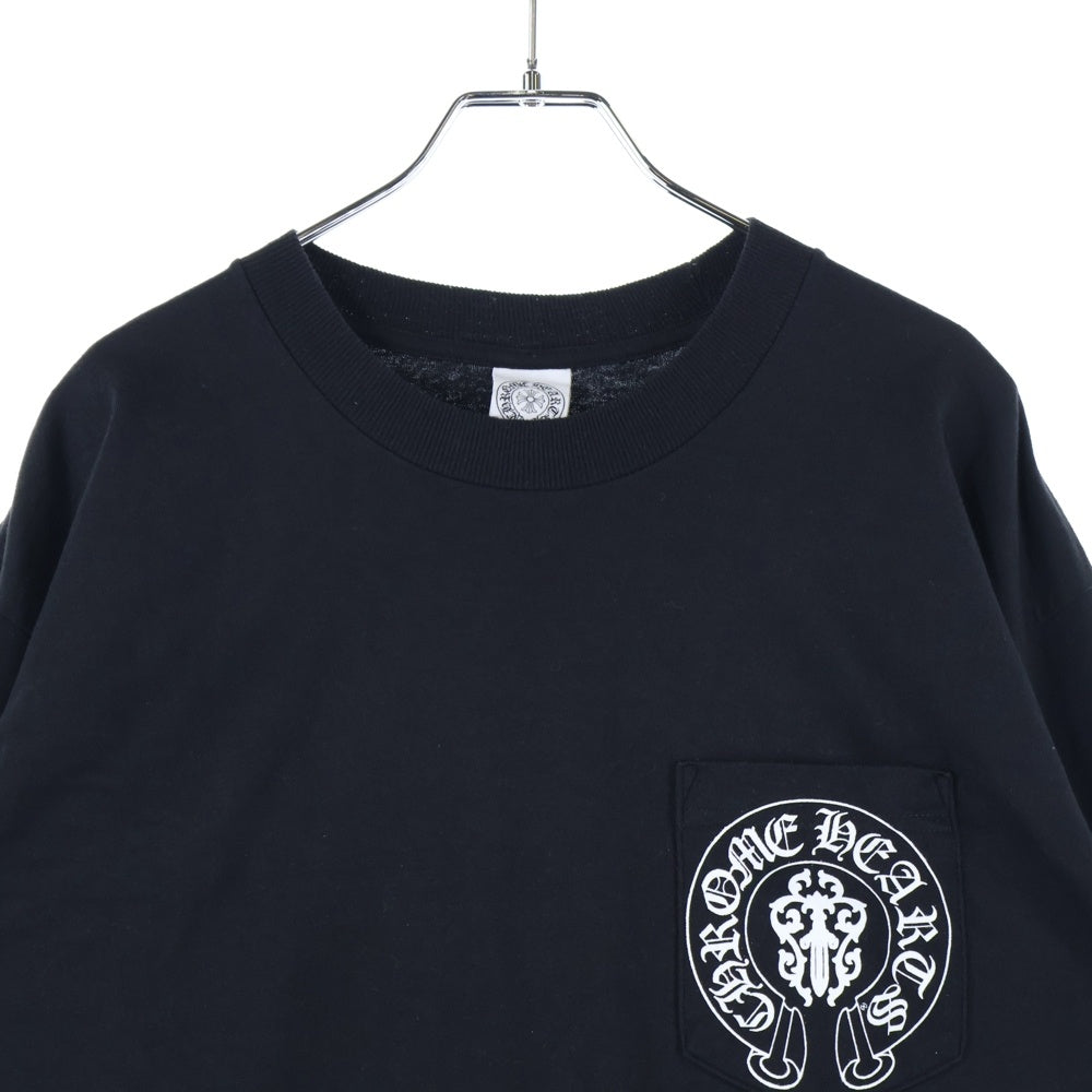 CHROME HEARTS(クロムハーツ) AMERICAN FLAG DAGGER LONG SLEEVE T-SHIRT アメリカン フラッグ ダガー ロング スリーブ クルーネック長袖ポケットTシャツ カットソー ブラック