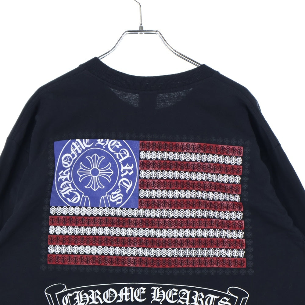 CHROME HEARTS(クロムハーツ) AMERICAN FLAG DAGGER LONG SLEEVE T-SHIRT アメリカン フラッグ ダガー ロング スリーブ クルーネック長袖ポケットTシャツ カットソー ブラック