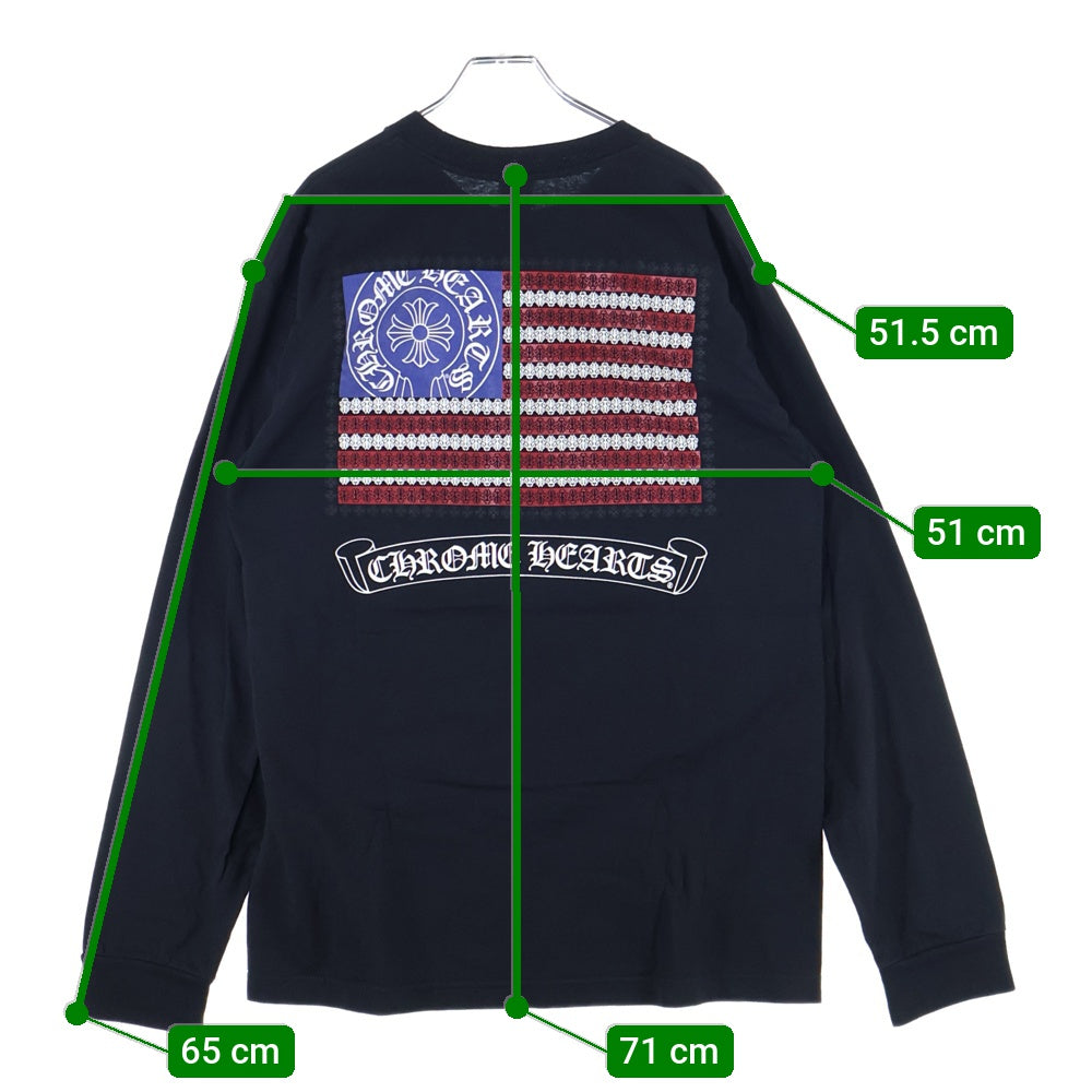 CHROME HEARTS(クロムハーツ) AMERICAN FLAG DAGGER LONG SLEEVE T-SHIRT アメリカン フラッグ ダガー ロング スリーブ クルーネック長袖ポケットTシャツ カットソー ブラック