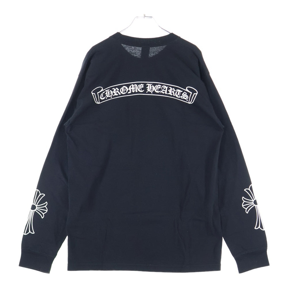 CHROME HEARTS(クロムハーツ) HORSE SHOE L/S TEE ホースシュー ロゴプリント ロングスリーブ クルーネック長袖ポケットTシャツ カットソー ブラック