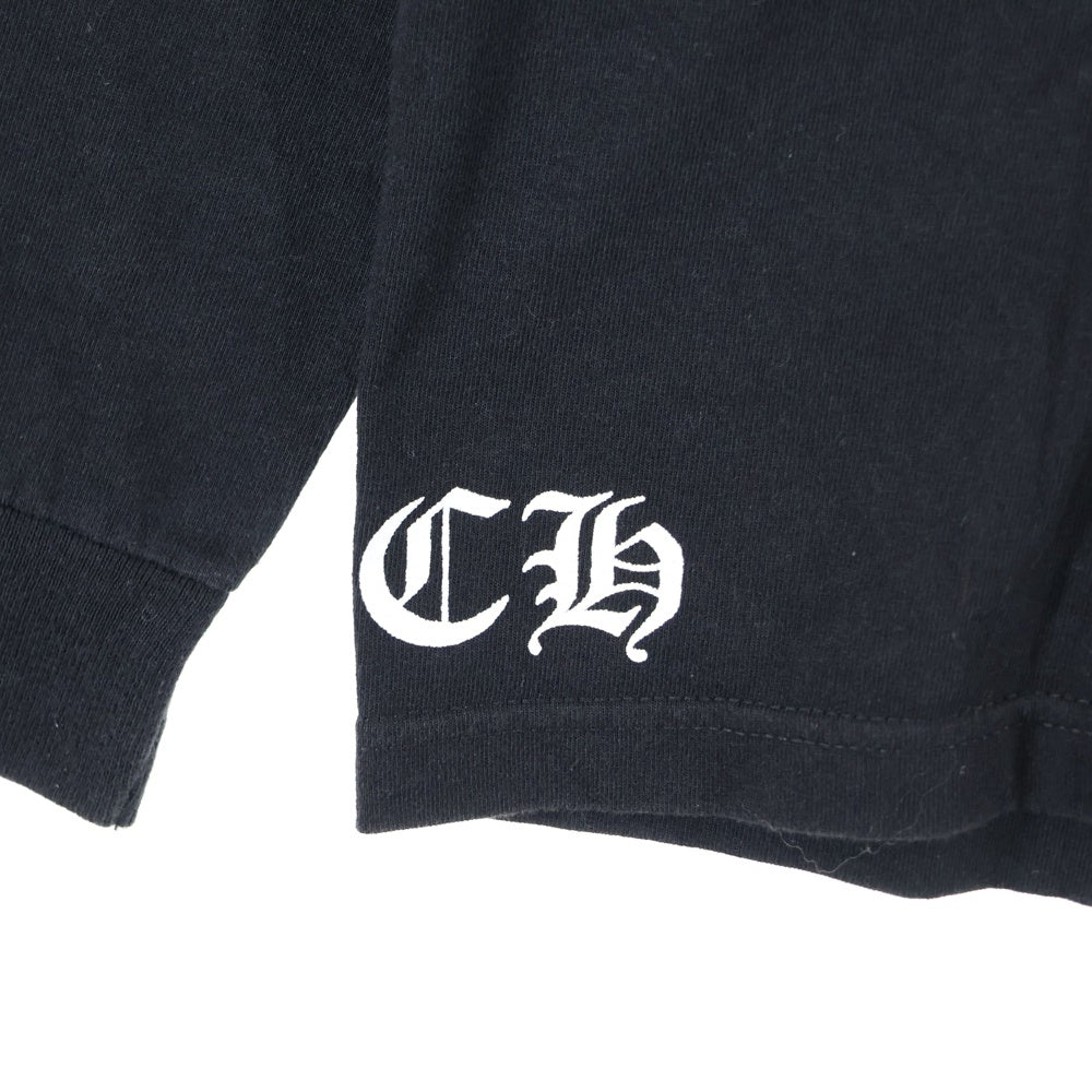 CHROME HEARTS(クロムハーツ) HORSE SHOE L/S TEE ホースシュー ロゴプリント ロングスリーブ クルーネック長袖ポケットTシャツ カットソー ブラック