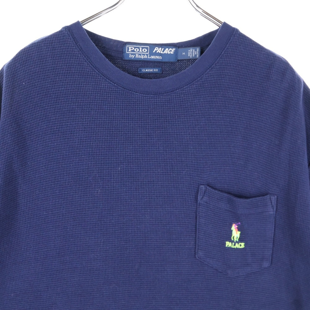POLO RALPH LAUREN(ポロラルフローレン) ×PALACE Waffle Tee パレス スモールポニー刺繍 ワッフル クルーネック 半袖Tシャツ カットソー ネイビー