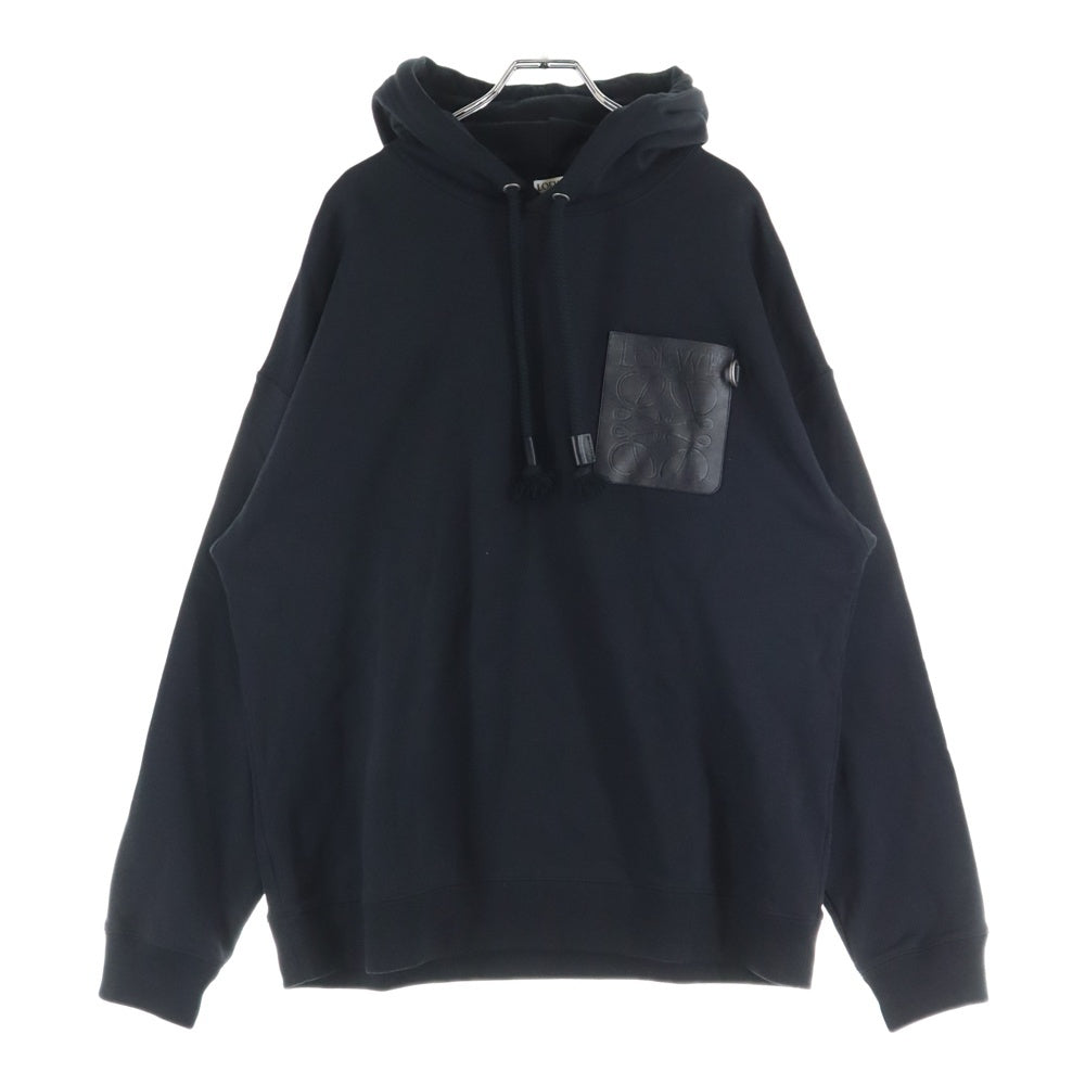 LOEWE(ロエベ) 23AW RELAX FIT ANAGRAM PATCH POCKET HOODIE リラックスフィットアナグラムパッチポケットパーカー ブラック H526Y25X30