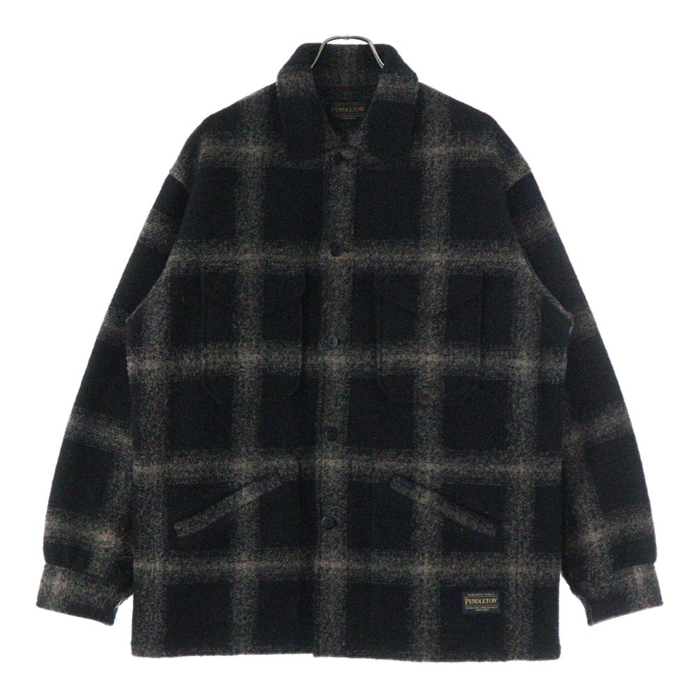 PENDLETON(ペンドルトン) ポリエステル チェック柄 マルチポケット メルトンジャケット ブラック 2575-0208