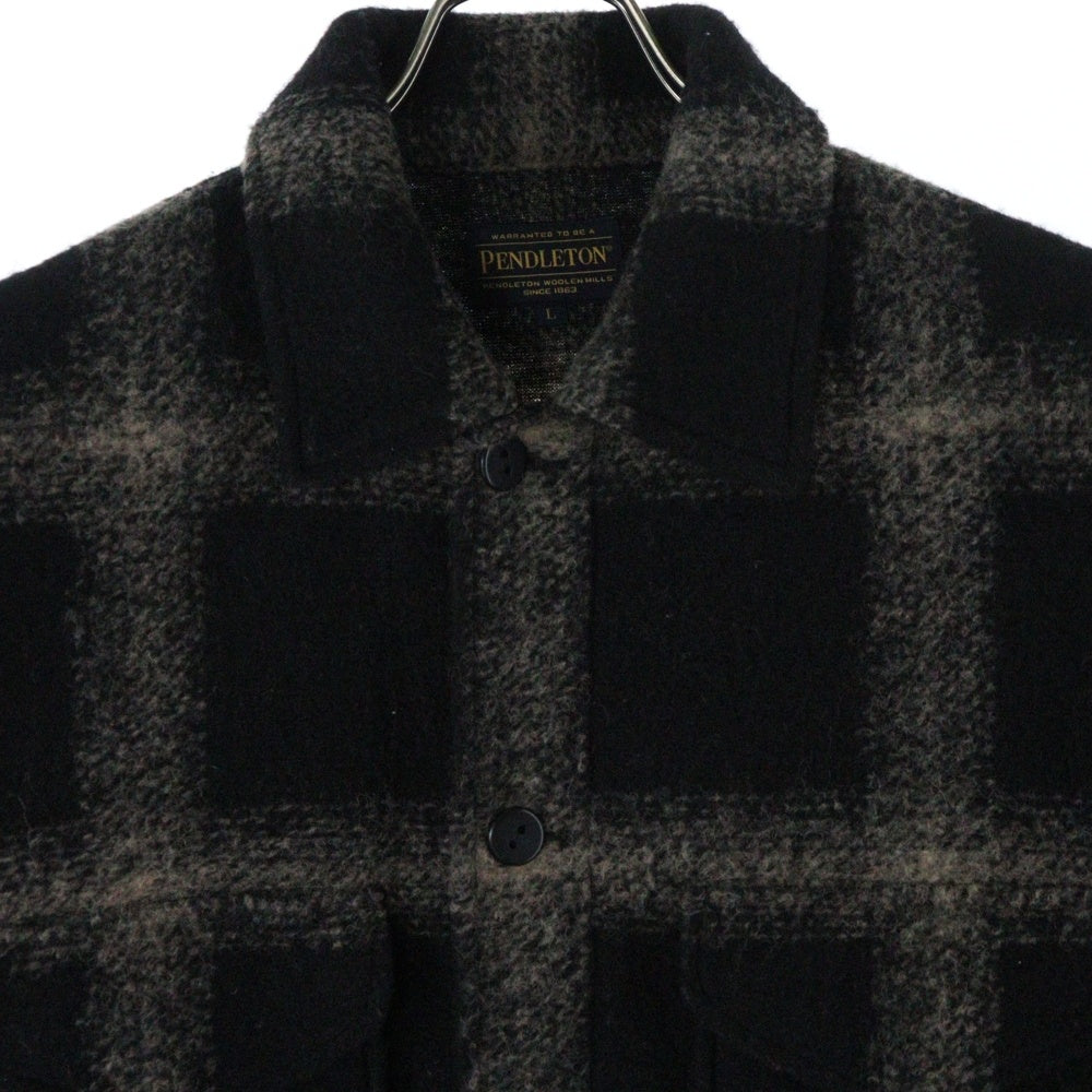 PENDLETON(ペンドルトン) ポリエステル チェック柄 マルチポケット メルトンジャケット ブラック 2575-0208