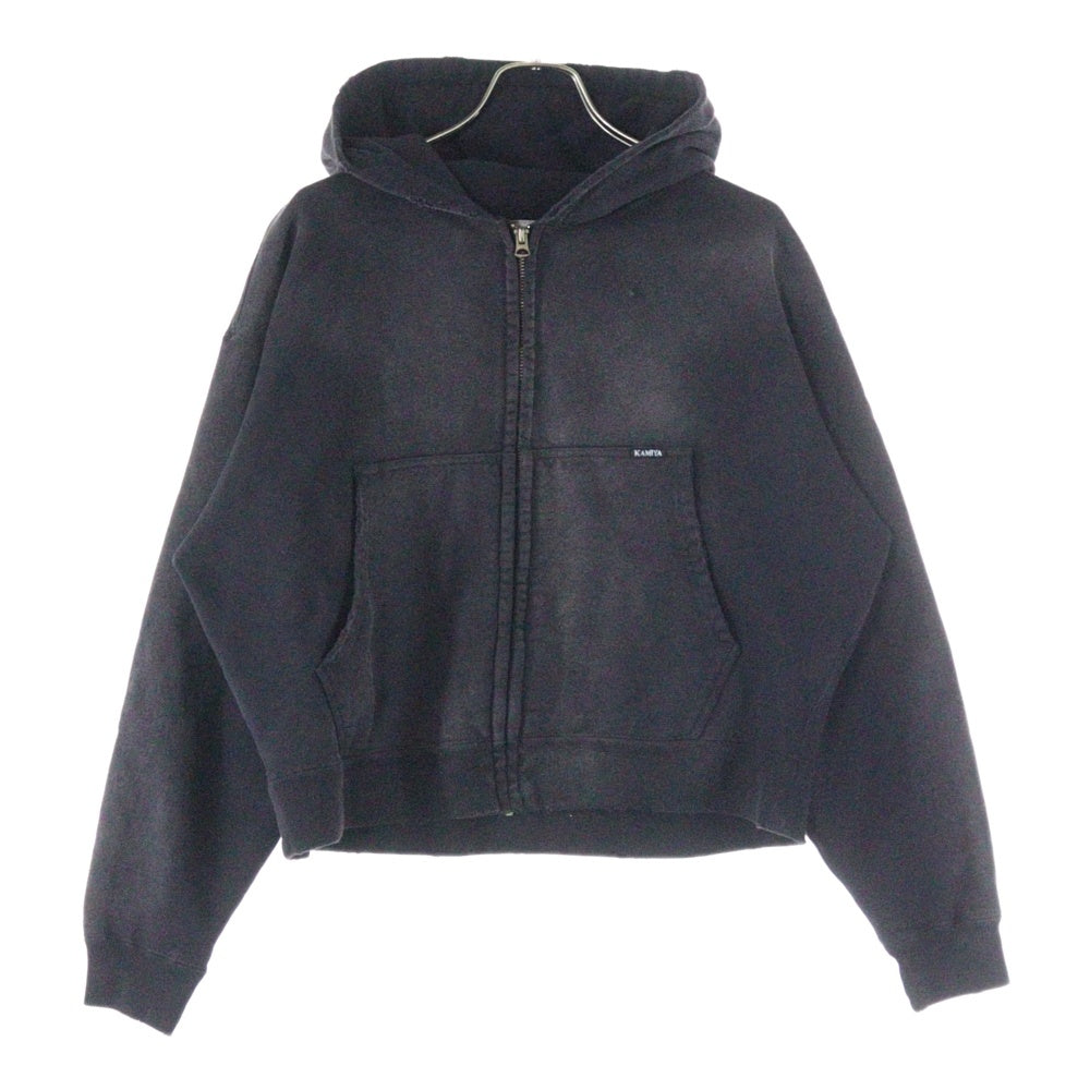 KAMIYA(カミヤ) 25SS KMY-ROSE DISTRESSED ZIP HOODIE カミヤローズ ディストレスド ジップフーディー ブラック G14HD074