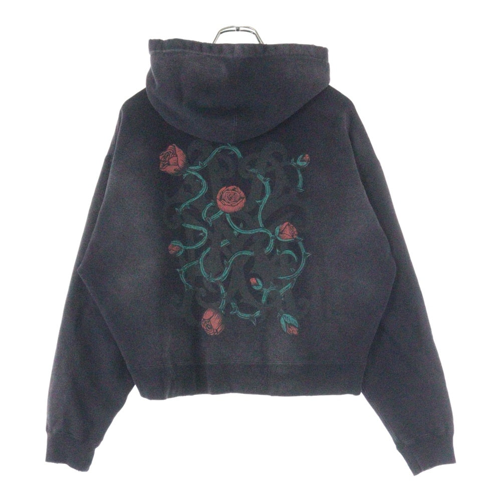 KAMIYA(カミヤ) 25SS KMY-ROSE DISTRESSED ZIP HOODIE カミヤローズ ディストレスド ジップフーディー ブラック G14HD074