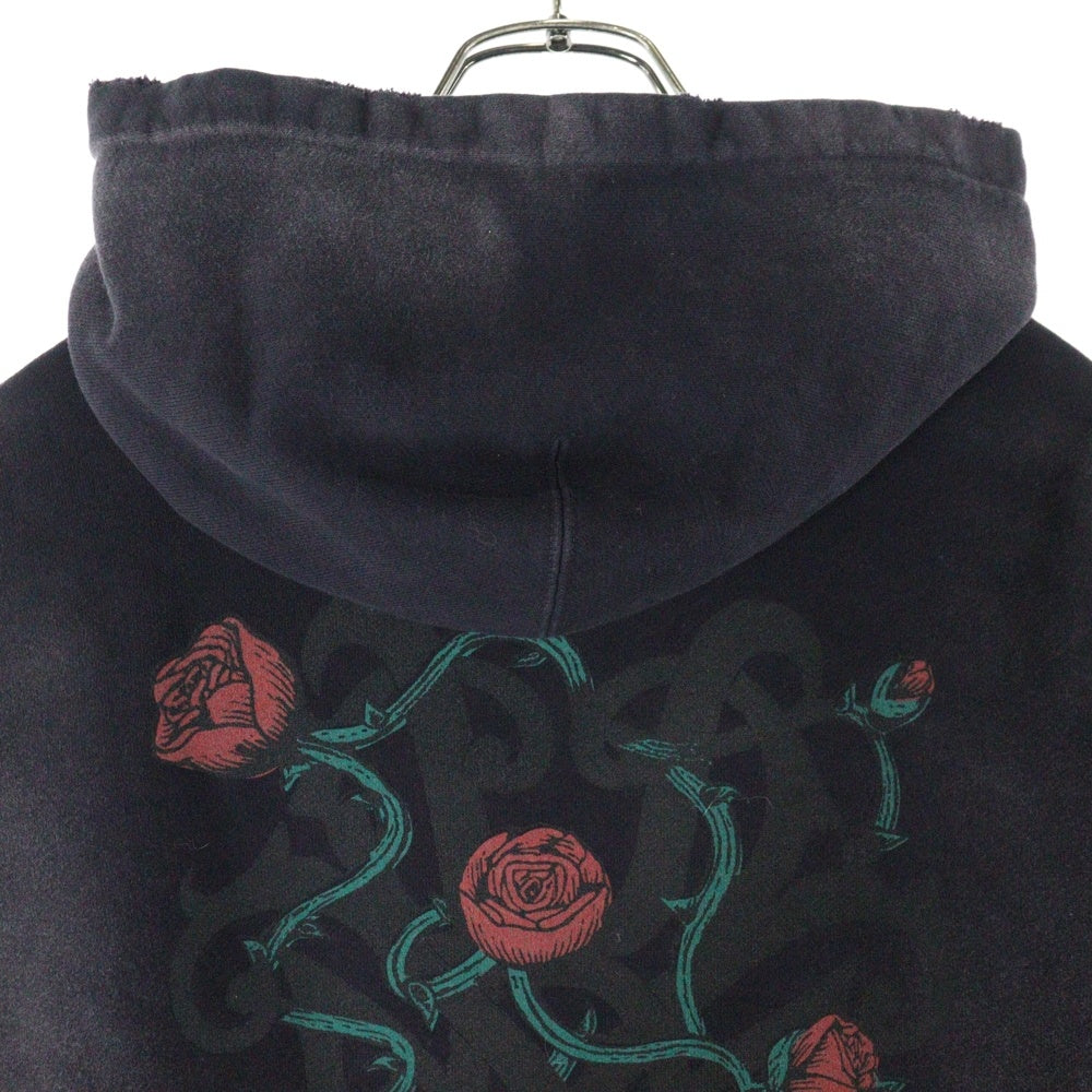 KAMIYA(カミヤ) 25SS KMY-ROSE DISTRESSED ZIP HOODIE カミヤローズ ディストレスド ジップフーディー ブラック G14HD074