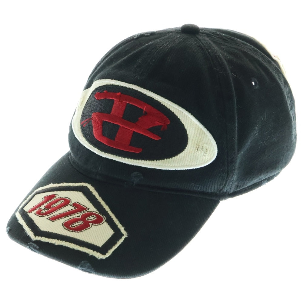 DIESEL(ディーゼル) C-BRAFF Baseball cap with embroidered patches シーブラフ ベースボール エンブロイダリーパッチ キャップ 帽子 ブラック A15103