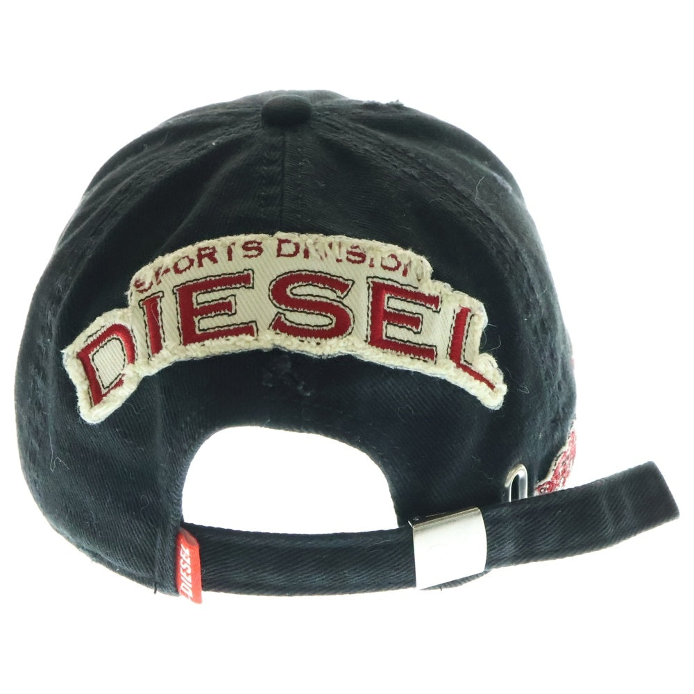 DIESEL(ディーゼル) C-BRAFF Baseball cap with embroidered patches シーブラフ ベースボール エンブロイダリーパッチ キャップ 帽子 ブラック A15103