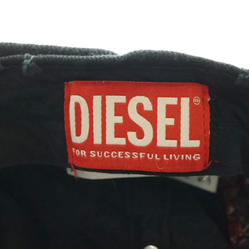 DIESEL(ディーゼル) C-BRAFF Baseball cap with embroidered patches シーブラフ ベースボール エンブロイダリーパッチ キャップ 帽子 ブラック A15103
