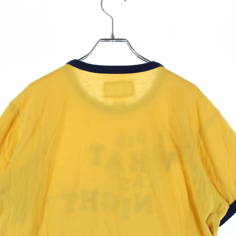 ERL(イーアールエル) 25SS I Did What Last Night フロントエンブロイダリー 半袖 リンガーTシャツ イエロー