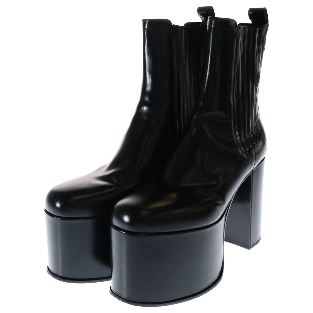 valentino garavan(ヴァレンティノガラヴァーニ) レザー プラットフォーム アンクル ハイヒール ブーツ ブラック レディース WS0FR0SVS