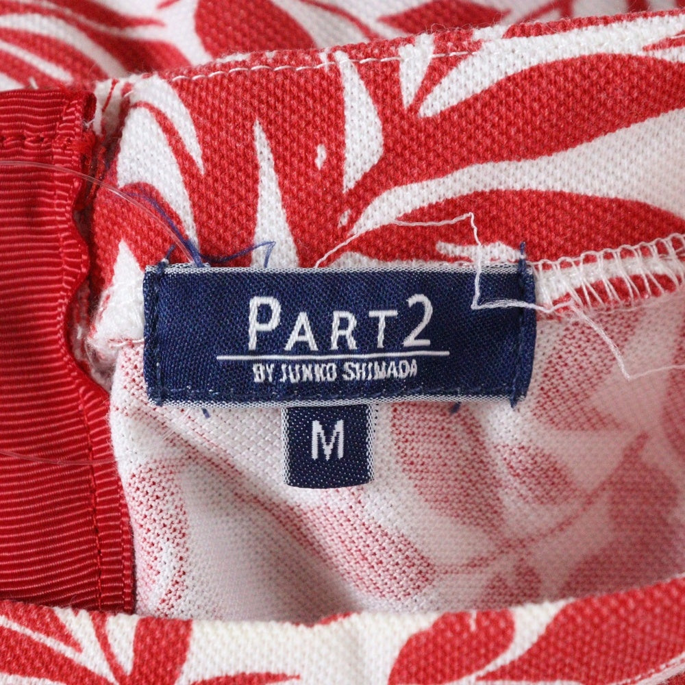 NO BRAND(ノーブランド) PART2 BY JUNKO SHIMADA (パートツーバイジュンコシマダ) 総柄 バックジップ ノースリーブ カットソー レディース レッド/ホワイト 933016C
