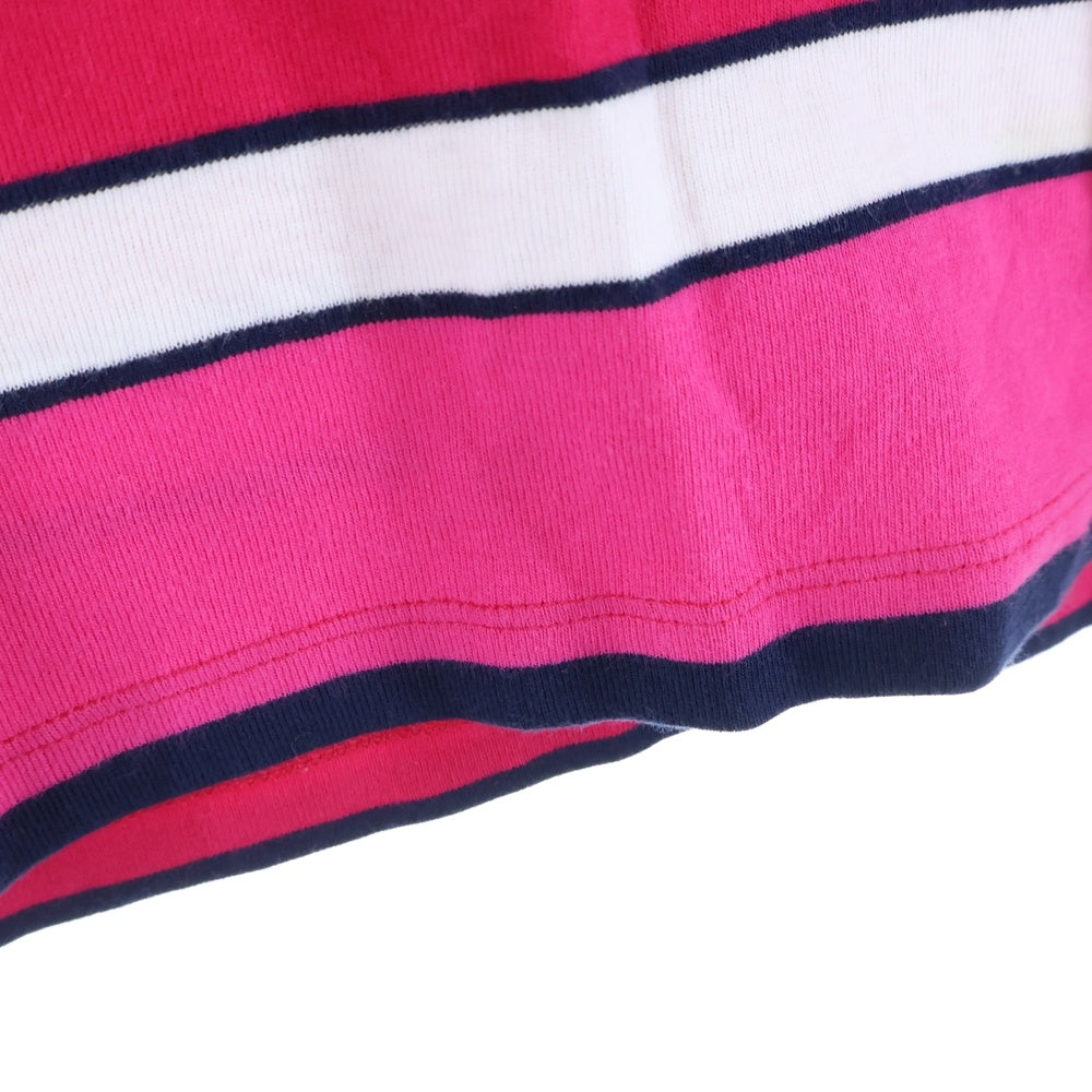 TOMMY HILFIGER(トミーヒルフィガー) ボーダー柄 Vネック半袖Tシャツ カットソー レディース ピンク 0129605