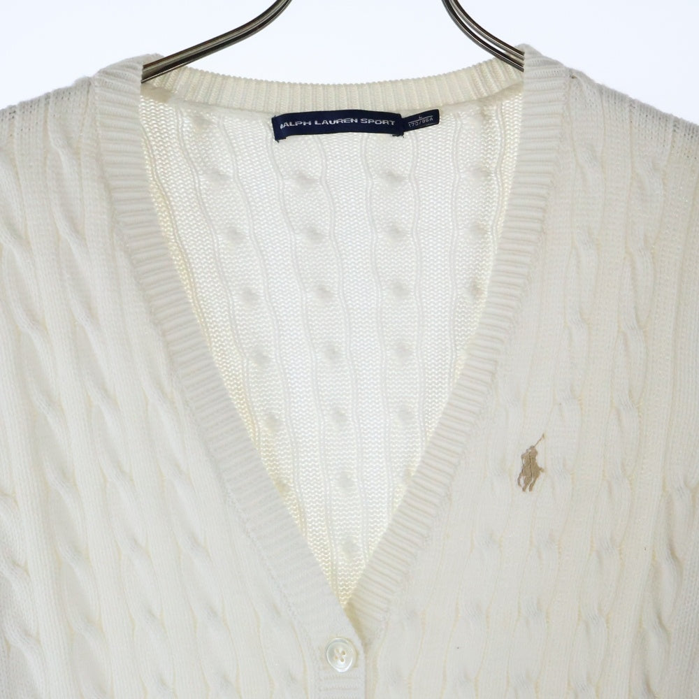 RALPH LAUREN SPORT(ラルフローレン スポーツ) ロゴ刺繍 ローゲージ ニットカーディガン ホワイト 1861839LVCC